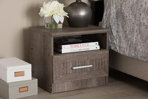 Baxton Studio Gallia Modern and Contemporary Oak Brown Finished 1-Drawer Nightstand