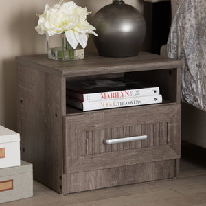 Baxton Studio Gallia Modern and Contemporary Oak Brown Finished 1-Drawer Nightstand