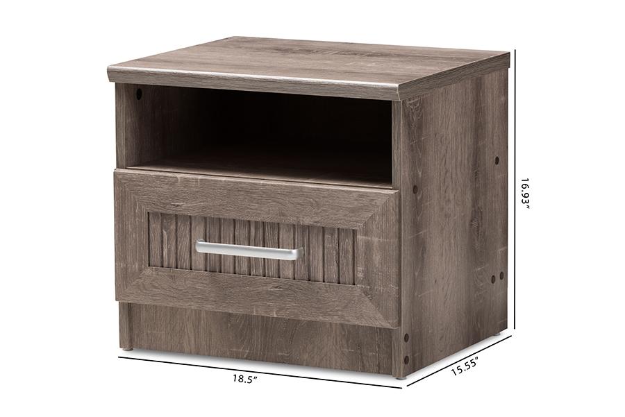 Baxton Studio Gallia Modern and Contemporary Oak Brown Finished 1-Drawer Nightstand