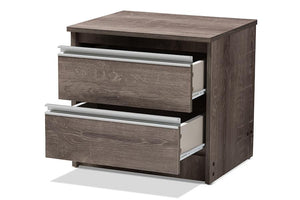 Baxton Studio Gallia Modern and Contemporary Oak Brown Finished 2-Drawer Nightstand