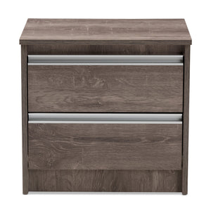 Baxton Studio Gallia Modern and Contemporary Oak Brown Finished 2-Drawer Nightstand