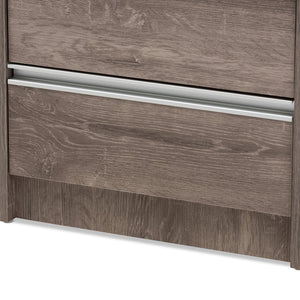 Baxton Studio Gallia Modern and Contemporary Oak Brown Finished 2-Drawer Nightstand