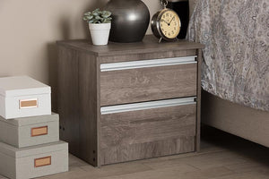 Baxton Studio Gallia Modern and Contemporary Oak Brown Finished 2-Drawer Nightstand