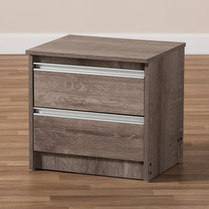 Baxton Studio Gallia Modern and Contemporary Oak Brown Finished 2-Drawer Nightstand