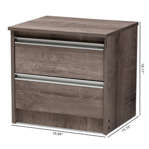 Baxton Studio Gallia Modern and Contemporary Oak Brown Finished 2-Drawer Nightstand