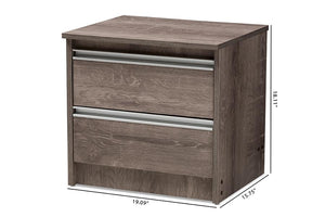 Baxton Studio Gallia Modern and Contemporary Oak Brown Finished 2-Drawer Nightstand