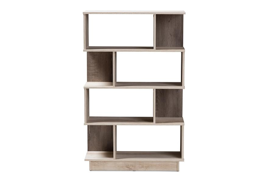 Baxton Studio Teagan Modern and Contemporary Oak Finished Display Bookcase