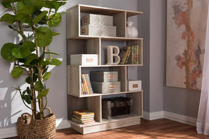 Baxton Studio Teagan Modern and Contemporary Oak Finished Display Bookcase