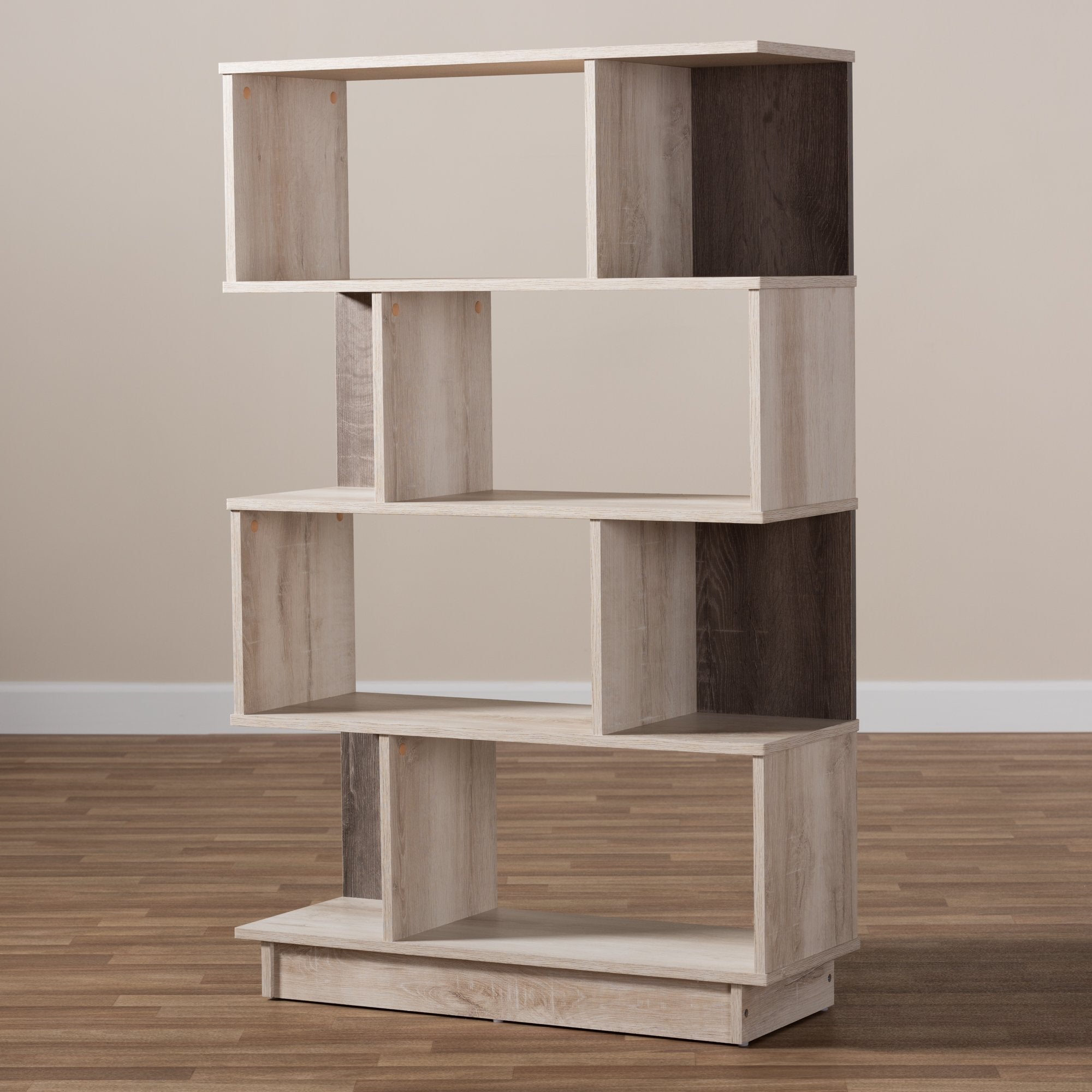 Baxton Studio Teagan Modern and Contemporary Oak Finished Display Bookcase