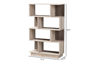 Baxton Studio Teagan Modern and Contemporary Oak Finished Display Bookcase