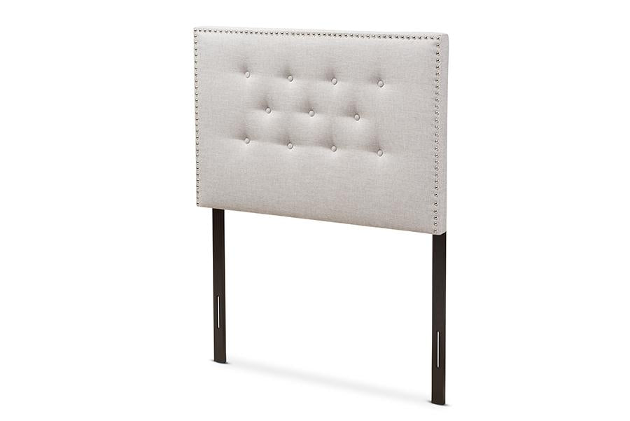 Baxton Studio Windsor Modern and Contemporary Greyish Beige Fabric Upholstered Twin Size Headboard