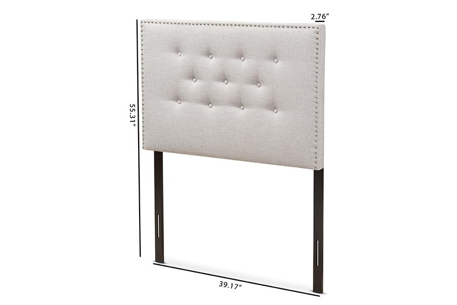 Baxton Studio Windsor Modern and Contemporary Greyish Beige Fabric Upholstered Twin Size Headboard