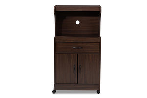 Baxton Studio Tannis Modern and Contemporary Dark Walnut Finished Kitchen Cabinet