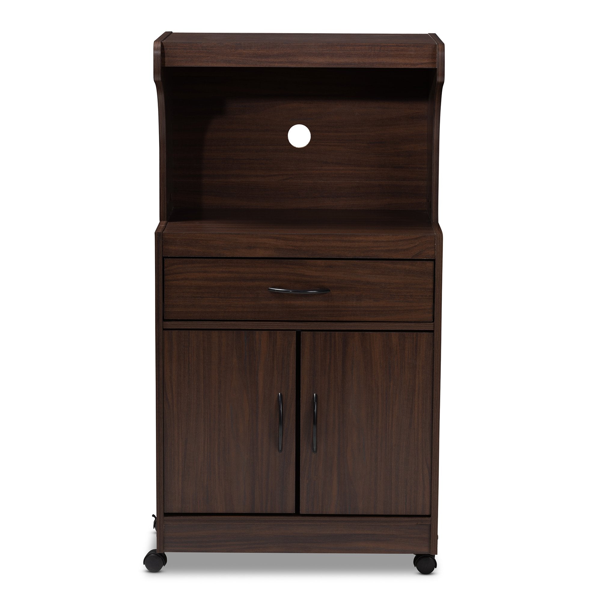 Baxton Studio Tannis Modern and Contemporary Dark Walnut Finished Kitchen Cabinet