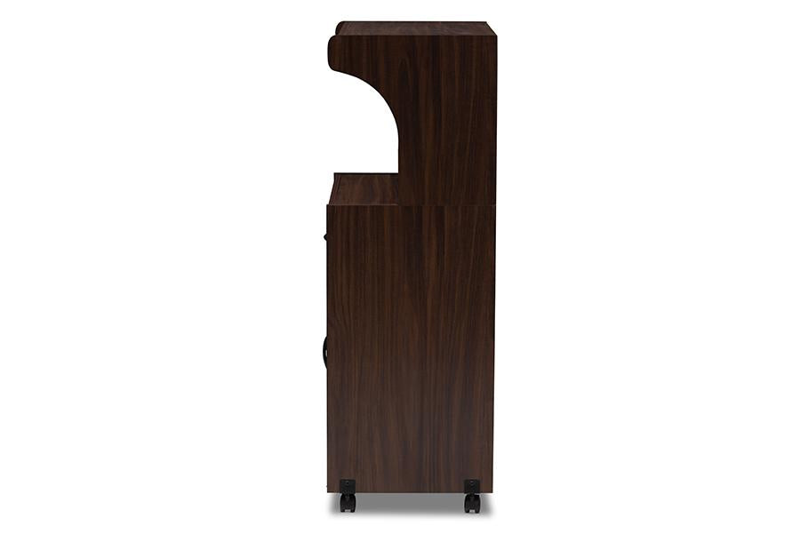 Baxton Studio Tannis Modern and Contemporary Dark Walnut Finished Kitchen Cabinet