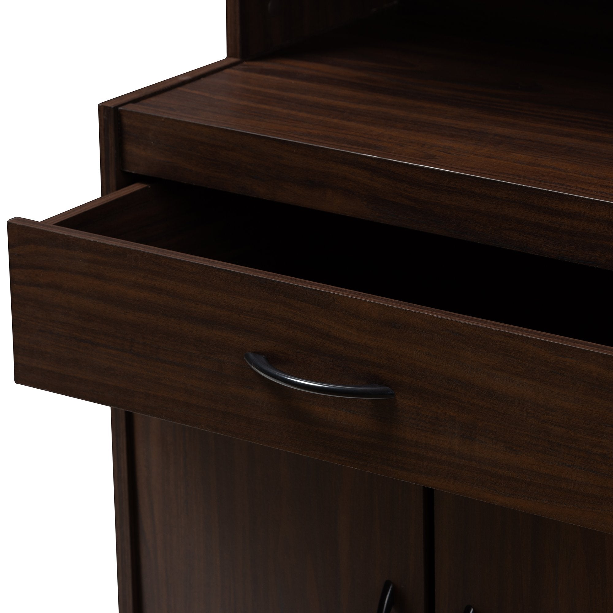 Baxton Studio Tannis Modern and Contemporary Dark Walnut Finished Kitchen Cabinet