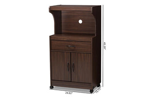 Baxton Studio Tannis Modern and Contemporary Dark Walnut Finished Kitchen Cabinet