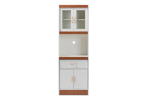 Baxton Studio Laurana Modern and Contemporary White and Cherry Finished Kitchen Cabinet and Hutch