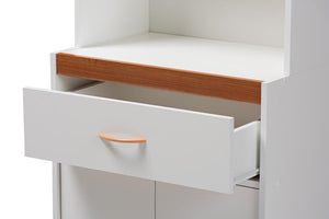 Baxton Studio Laurana Modern and Contemporary White and Cherry Finished Kitchen Cabinet and Hutch