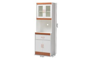 Baxton Studio Laurana Modern and Contemporary White and Cherry Finished Kitchen Cabinet and Hutch