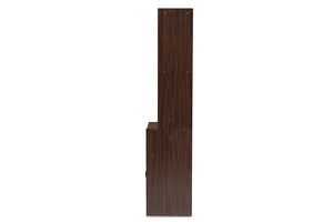 Baxton Studio Laurana Modern and Contemporary Dark Walnut Finished Kitchen Cabinet and Hutch