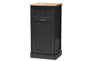 Baxton Studio Marcel Farmhouse and Coastal Dark Grey and Oak Brown Finished Kitchen Cabinet