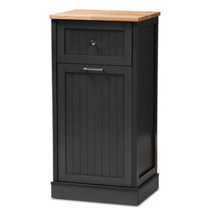 Baxton Studio Marcel Farmhouse and Coastal Dark Grey and Oak Brown Finished Kitchen Cabinet