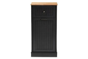 Baxton Studio Marcel Farmhouse and Coastal Dark Grey and Oak Brown Finished Kitchen Cabinet