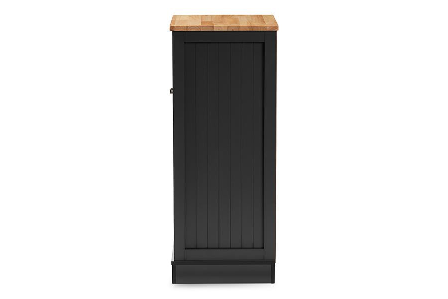 Baxton Studio Marcel Farmhouse and Coastal Dark Grey and Oak Brown Finished Kitchen Cabinet