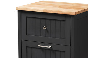 Baxton Studio Marcel Farmhouse and Coastal Dark Grey and Oak Brown Finished Kitchen Cabinet