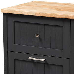 Baxton Studio Marcel Farmhouse and Coastal Dark Grey and Oak Brown Finished Kitchen Cabinet