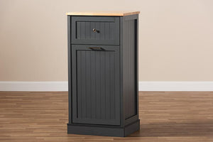 Baxton Studio Marcel Farmhouse and Coastal Dark Grey and Oak Brown Finished Kitchen Cabinet