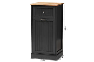 Baxton Studio Marcel Farmhouse and Coastal Dark Grey and Oak Brown Finished Kitchen Cabinet