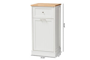 Baxton Studio Marcel Farmhouse and Coastal White and Oak Brown Finished Kitchen Cabinet