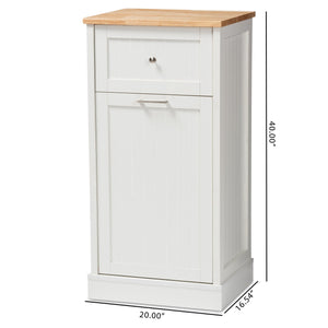 Baxton Studio Marcel Farmhouse and Coastal White and Oak Brown Finished Kitchen Cabinet