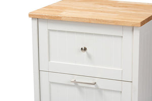 Baxton Studio Marcel Farmhouse and Coastal White and Oak Brown Finished Kitchen Cabinet