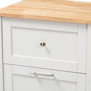 Baxton Studio Marcel Farmhouse and Coastal White and Oak Brown Finished Kitchen Cabinet