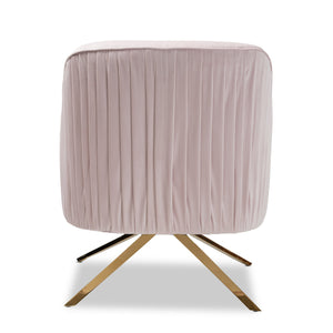 Baxton Studio Amaya Luxe and Glamour Light Pink Velvet Fabric Upholstered Gold Finished Base Lounge Chair