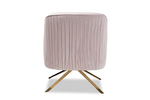 Baxton Studio Amaya Luxe and Glamour Light Pink Velvet Fabric Upholstered Gold Finished Base Lounge Chair