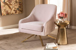 Baxton Studio Amaya Luxe and Glamour Light Pink Velvet Fabric Upholstered Gold Finished Base Lounge Chair