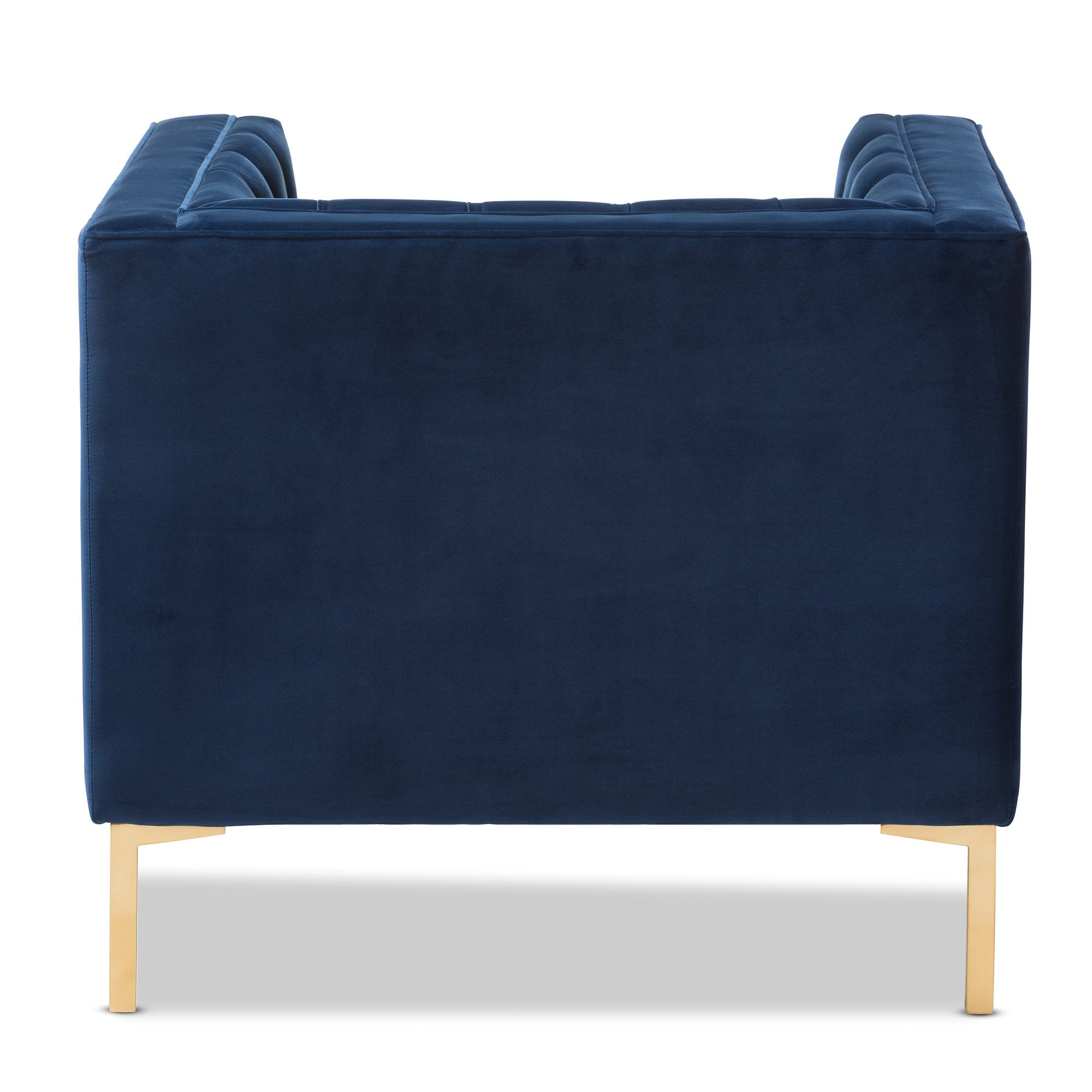 Baxton Studio Zanetta Luxe and Glamour Navy Velvet Upholstered Gold Finished Lounge Chair