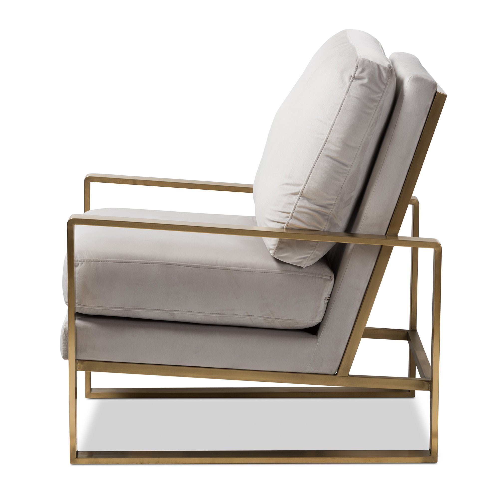 Baxton Studio Mietta Luxe and Glamour Grey Velvet Upholstered Gold Finished Lounge Chair