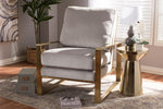 Baxton Studio Mietta Luxe and Glamour Grey Velvet Upholstered Gold Finished Lounge Chair