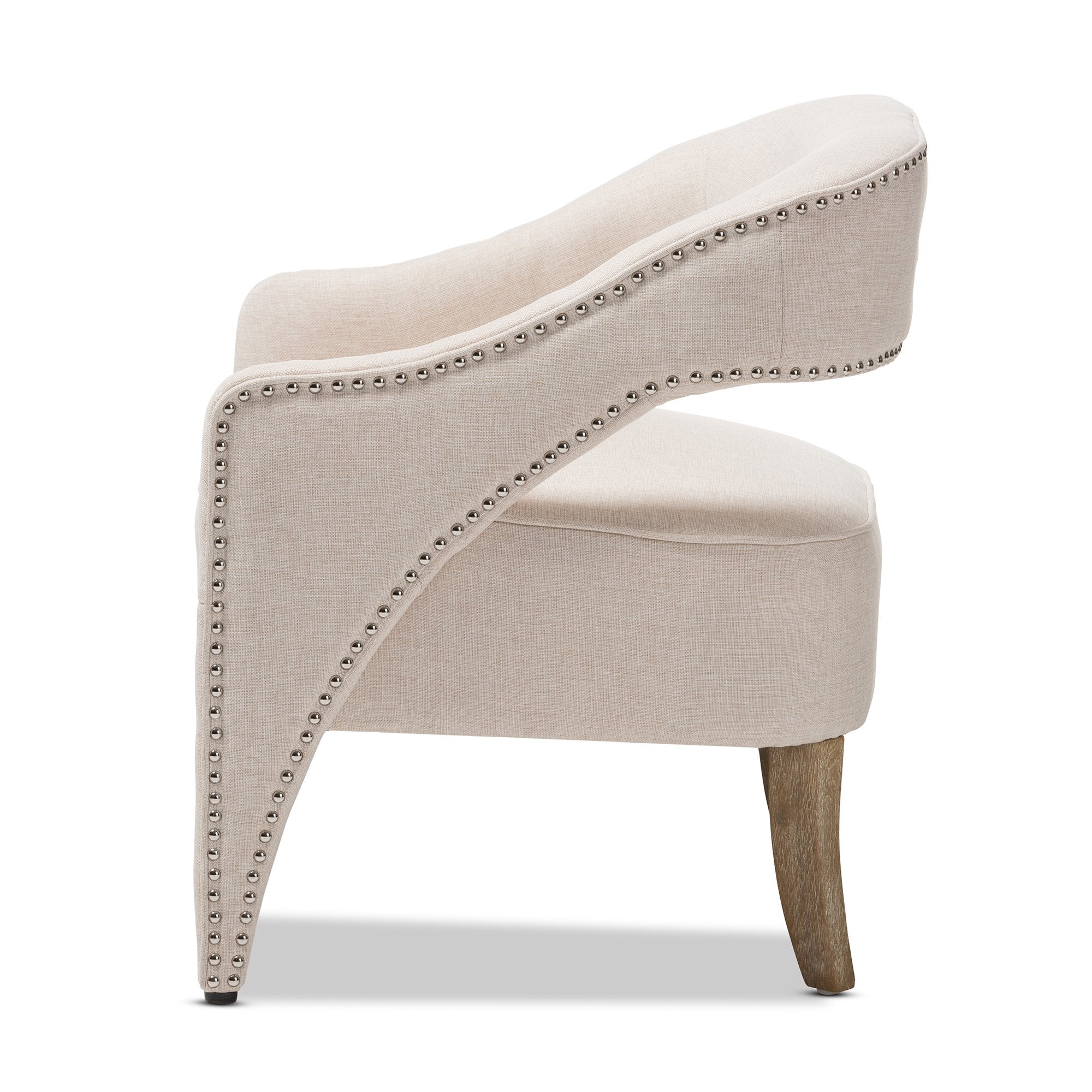 Baxton Studio Floriane Modern and Contemporary Beige Fabric Upholstered Lounge Chair