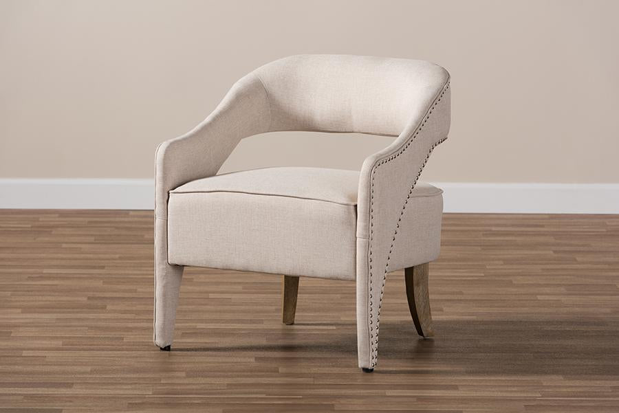 Baxton Studio Floriane Modern and Contemporary Beige Fabric Upholstered Lounge Chair