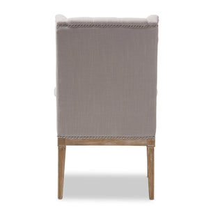 Baxton Studio Cedulie French Provincial Beige Fabric Upholstered Whitewashed Oak Lounge Chair