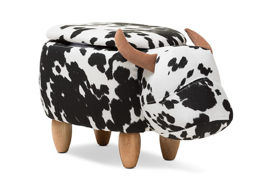 Baxton Studio Mignonne Contemporary Wool Upholstered Buffalo Storage Ottoman