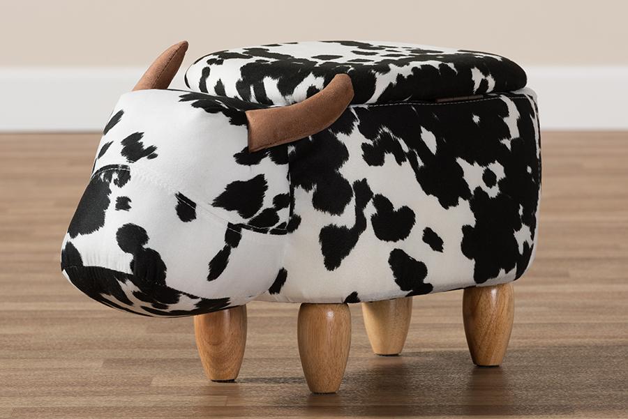 Baxton Studio Mignonne Contemporary Wool Upholstered Buffalo Storage Ottoman