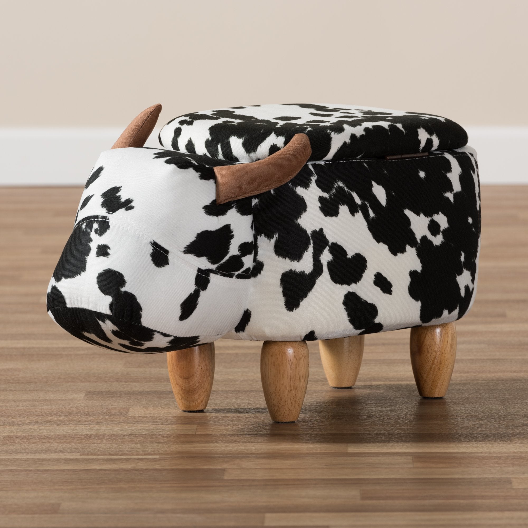 Baxton Studio Mignonne Contemporary Wool Upholstered Buffalo Storage Ottoman