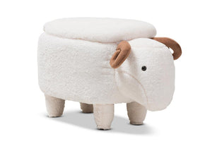 Baxton Studio Pecora Contemporary Wool Upholstered Sheep Storage Ottoman